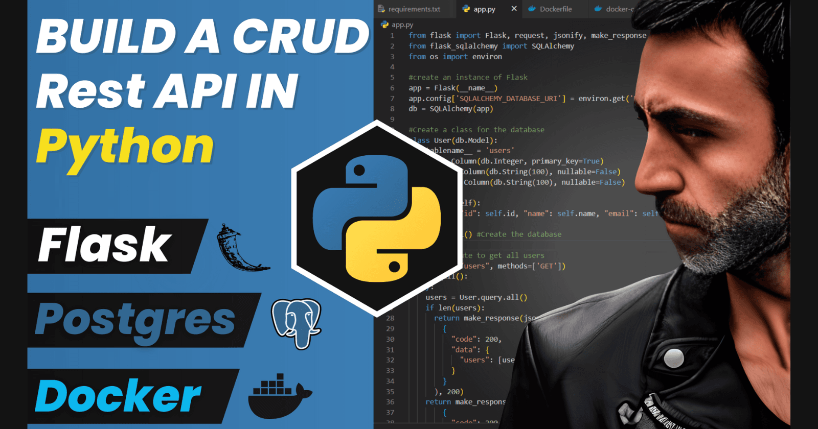 Python CRUD Rest API in Python using Flask, SQLAlchemy, Postgres, Docker, and Docker Compose